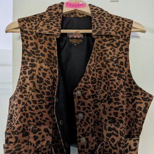 Leather Cheetah Print Vest XL